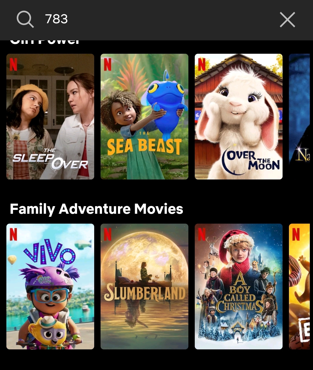 Búsqueda en Netflix para niños